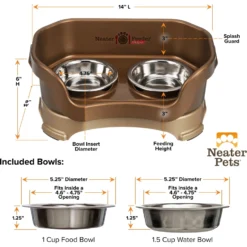 Neater Pets Neater Feeder Deluxe Elevated & Mess-Proof Cat Bowls, Bronze -Wellness Sales 89632 PT2. AC SS1800 V1672862672