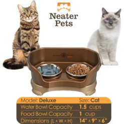 Neater Pets Neater Feeder Deluxe Elevated & Mess-Proof Cat Bowls, Bronze -Wellness Sales 89632 PT6. AC SS1800 V1631156193