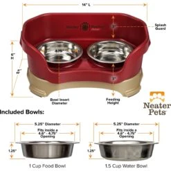 Neater Pets Neater Feeder Elevated Cat Bowls, Cranberry -Wellness Sales 89633 PT2. AC SS1800 V1672862673