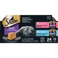 Sheba Perfect Portions Grain-Free Seafood Entrees Pate Variety Pack Adult Wet Cat Food Trays
