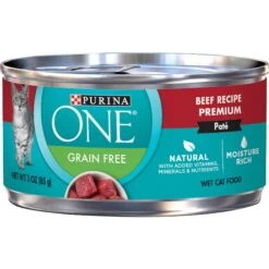 Purina ONE Beef Recipe Pate Grain-Free Natural High Protein Canned Cat Food