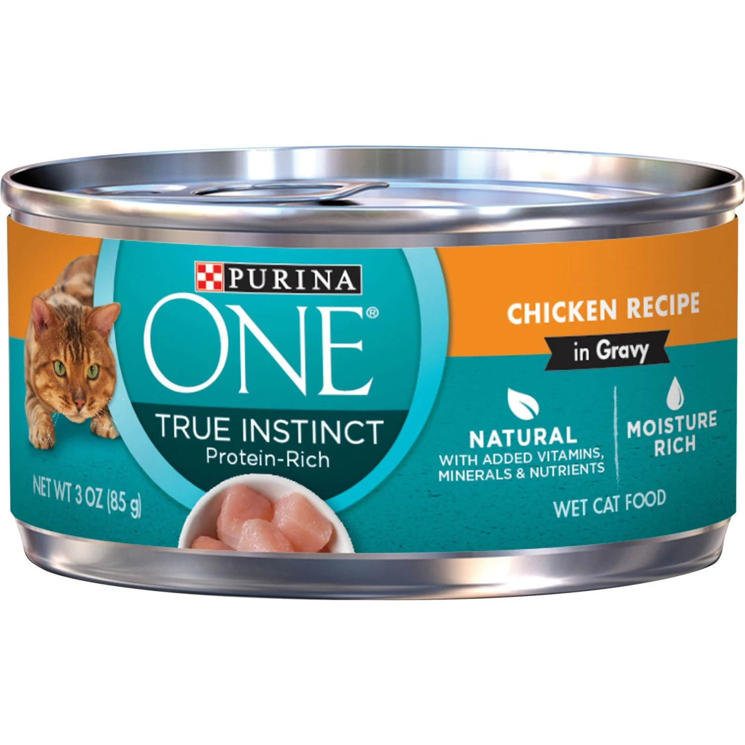 Purina ONE True Instinct Chicken Recipe In Gravy Natural High Protein Canned Cat Food, 3-oz, Case Of 24 1 Purina ONE True Instinct Chicken Recipe In Gravy Natural High Protein Canned Cat Food, 3-oz, Case Of 24