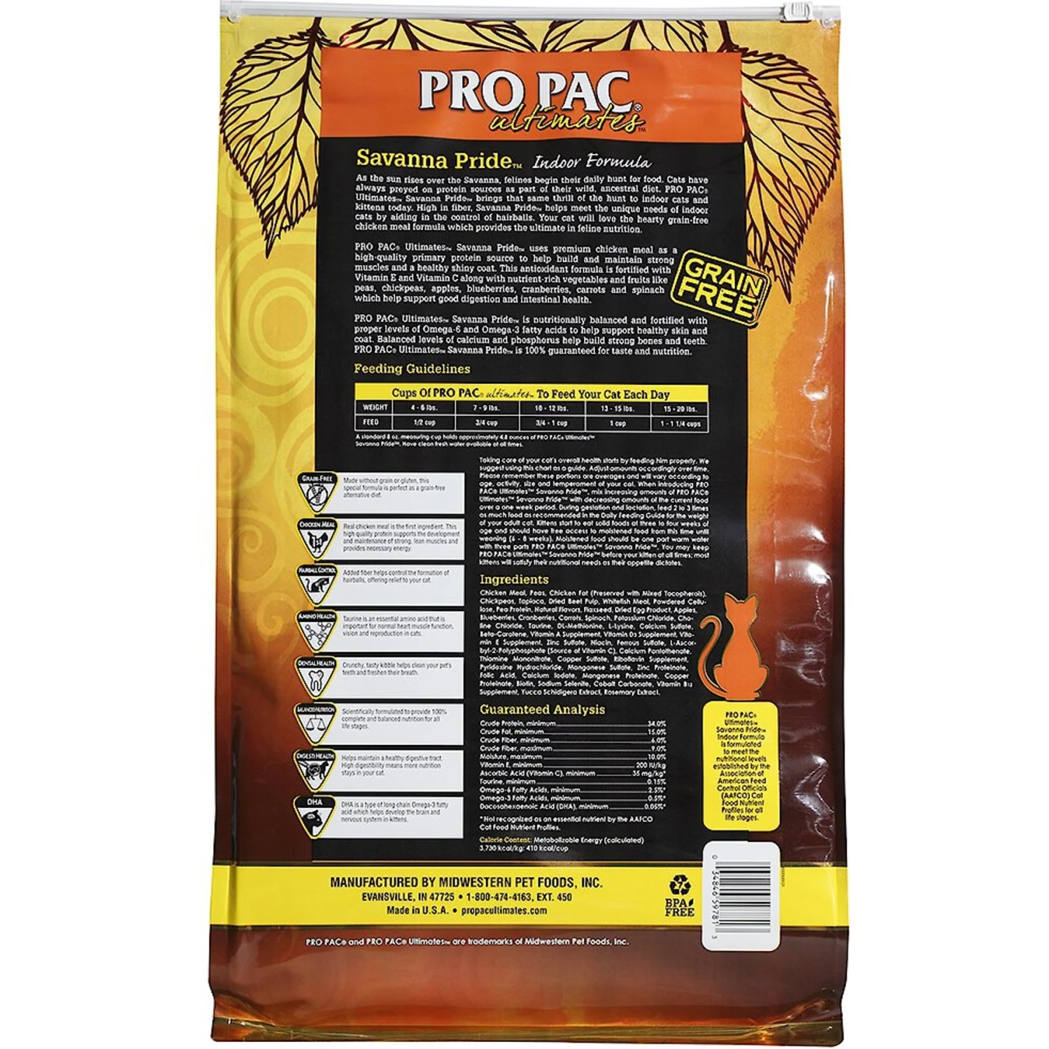 Pro Pac Ultimates Savanna Pride Chicken Grain-Free Indoor Dry Cat Food 2 Pro Pac Ultimates Savanna Pride Chicken Grain-Free Indoor Dry Cat Food - Image 2