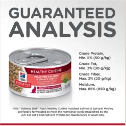 Hill's Science Diet Adult Healthy Cuisine Poached Salmon & Spinach Medley Canned Cat Food 15 Hill's Science Diet Adult Healthy Cuisine Poached Salmon & Spinach Medley Canned Cat Food -Wellness Sales 94020 PT6. AC SS1800 V1598145058