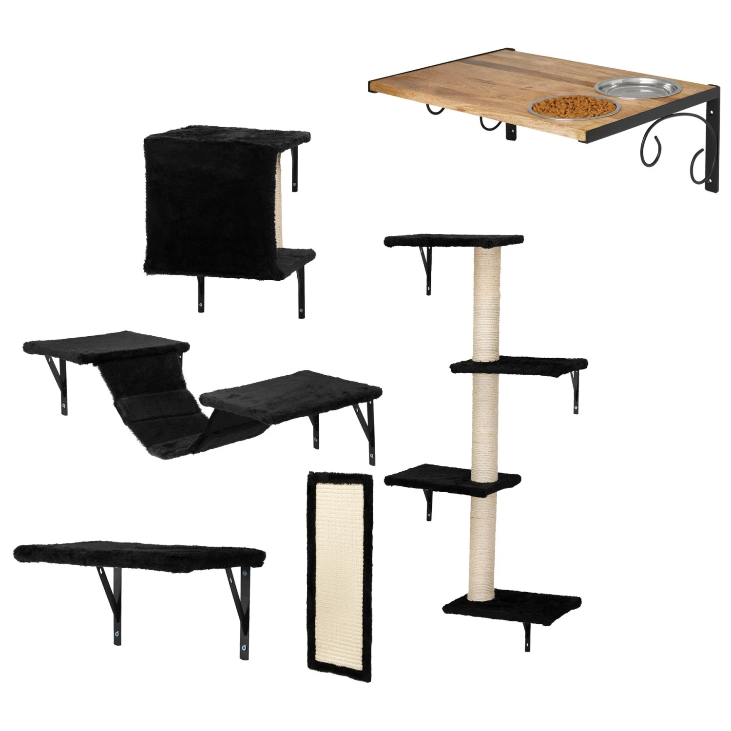 Coziwow Wall Mounted Shelves Set Cat Tree & Frisco Wooden Wall Mounted Stainless Steel Cat Feeding Station With Bowl 1 Coziwow Wall Mounted Shelves Set Cat Tree & Frisco Wooden Wall Mounted Stainless Steel Cat Feeding Station With Bowl