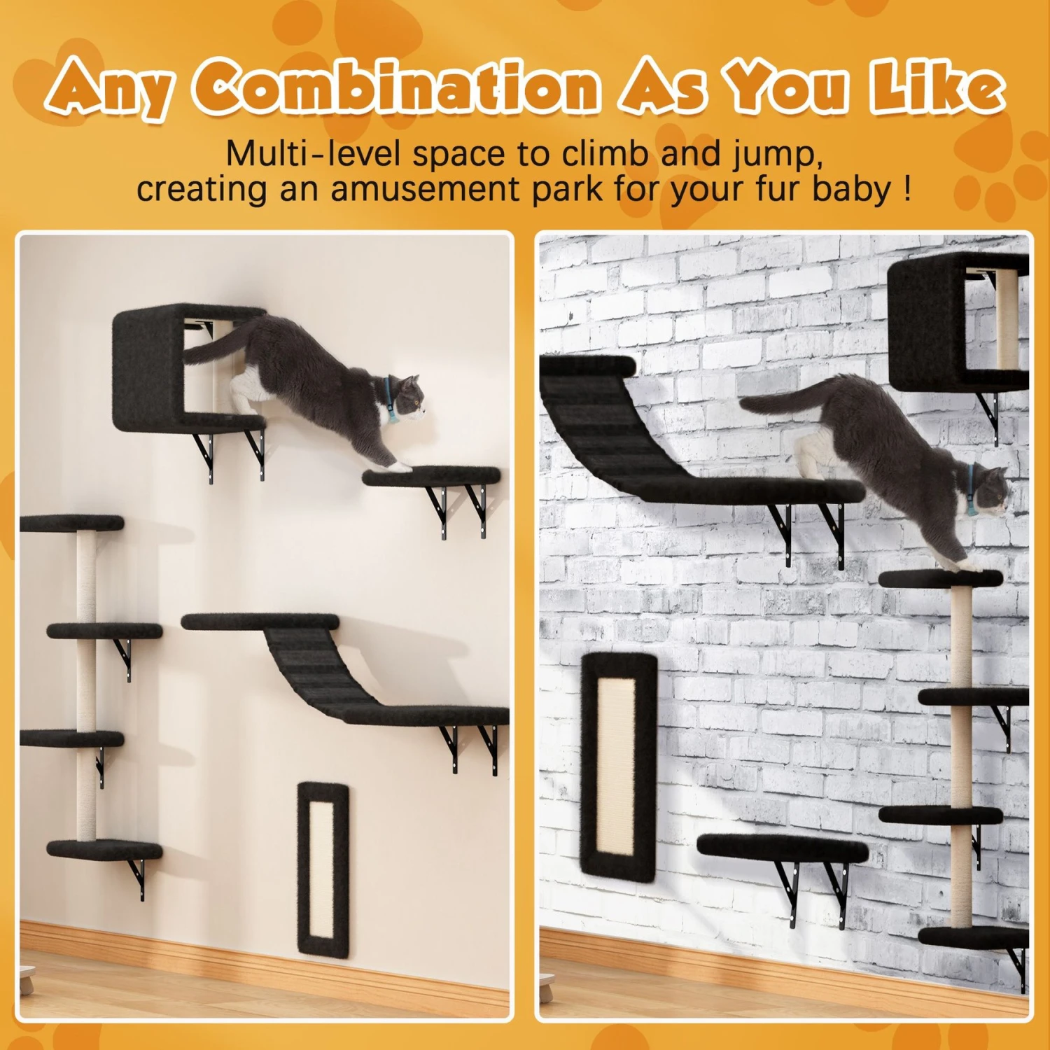 Coziwow Wall Mounted Shelves Set Cat Tree & Frisco Wooden Wall Mounted Stainless Steel Cat Feeding Station With Bowl 5 Coziwow Wall Mounted Shelves Set Cat Tree & Frisco Wooden Wall Mounted Stainless Steel Cat Feeding Station With Bowl - Image 5