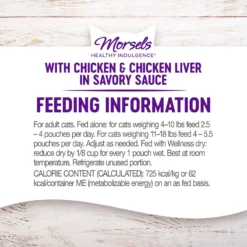Wellness Healthy Indulgence Morsels With Chicken & Chicken Liver In Savory Sauce Grain-Free Wet Cat Food Pouches -Wellness Sales 95718 PT7. AC SS1800 V1695839598