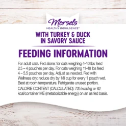 Wellness Healthy Indulgence Morsels With Turkey & Duck In Savory Sauce Grain-Free Wet Cat Food Pouches -Wellness Sales 95729 PT5. AC SS1800 V1594851065
