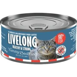 Livelong Healthy & Strong Yummy Seafood Wet Cat Food, 5.5-oz Can, 24 Count