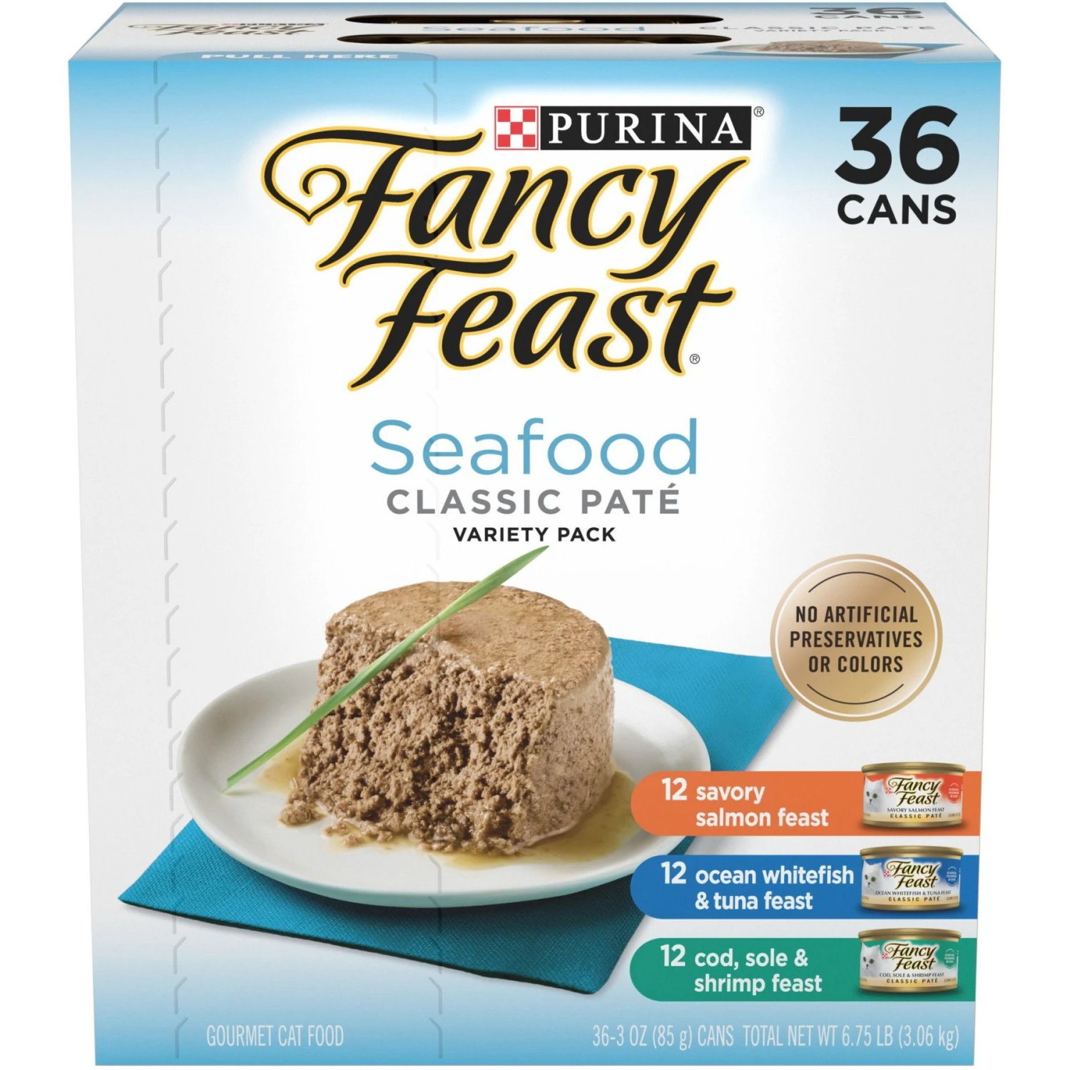 Fancy Feast Seafood Classic Pate Collection Variety Pack Grain-Free Wet Cat Food, 3-oz Can, Case Of 36 1 Fancy Feast Seafood Classic Pate Collection Variety Pack Grain-Free Wet Cat Food, 3-oz Can, Case Of 36