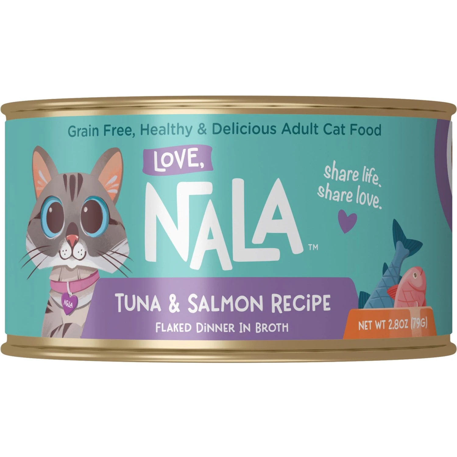 Love, Nala Flaked Tuna & Salmon Recipe In Broth Adult Grain-Free Wet Cat Food, 2.8-oz Can, Case Of 12 1 Love, Nala Flaked Tuna & Salmon Recipe In Broth Adult Grain-Free Wet Cat Food, 2.8-oz Can, Case Of 12