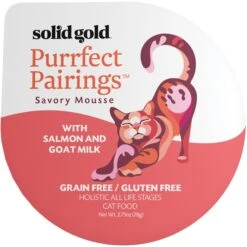Solid Gold Purrfect Pairings Savory Mousse With Salmon & Goat Milk Grain-Free Cat Food Cups, 2.75-oz, Case Of 6